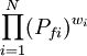 /prod_{i=1}^N (P_{fi})^{w_i}