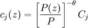 c_j(z)=/left^{-/theta}C_j